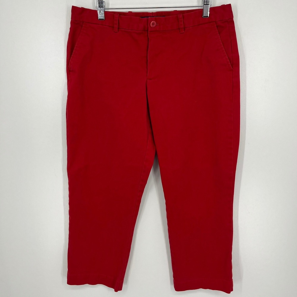 Ralph Lauren Sport Womens Red Stretch Cotton Chino Pants Size 14 Solid